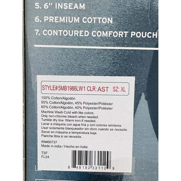 Levi’s Boxer Brief 100% Cotton 5 Pack Men’s XL Style#5MB1986LW1 Color:AST - Picture 8 of 10